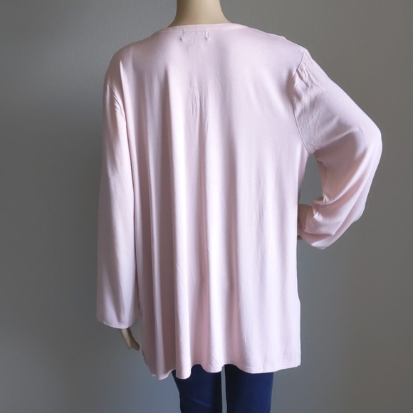 LIZ CLAIBORNE STUDIO PINK V NECK TOP SIZE LARGE - Picture 4 of 15